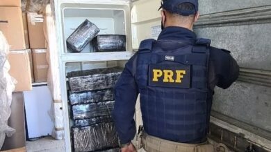 Photo of Vídeo: Mais de 1 tonelada de maconha é apreendida em caminhão com mudança na Bahia; parte da droga estava em freezer e geladeira