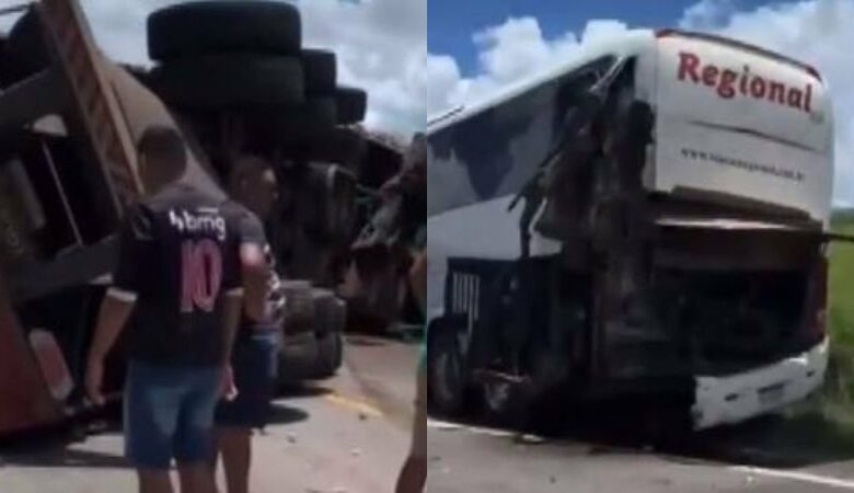 Photo of Grave acidente com morte entre ônibus e carreta na BR-116